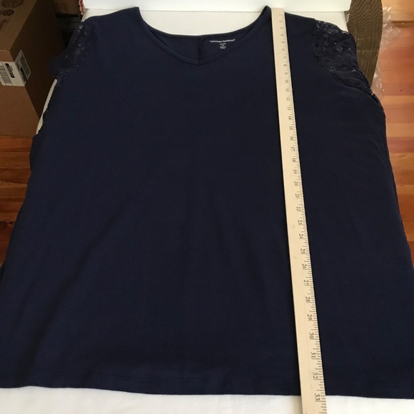 WOMAN WITHIN Lace Sleeve Tunic V-Neck Tee Shirt Women’s Plus Size 4X 34/36 - Picture 14 of 16